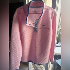 Vineyard Vines Pink Quilted Snap Pullover